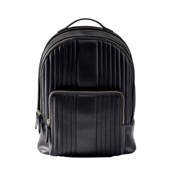 MARK AND GRAHAM Black Quilted Leather Backpack - Picture 1 of 9